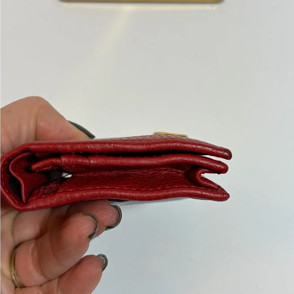 Gucci Red Leather Wallet with Gold Logo